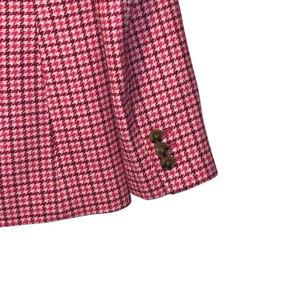 J Crew Houndstooth Blazer Pink Career Jacket Business Casual Wool Blend Womens 0 - Picture 7 of 9
